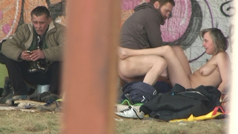 Drunk homeless people without panties