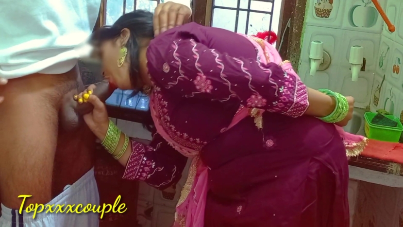 The bride takes in her mouth