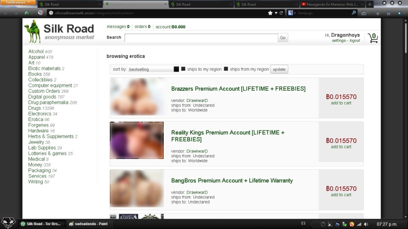 Erotic sites in darknet