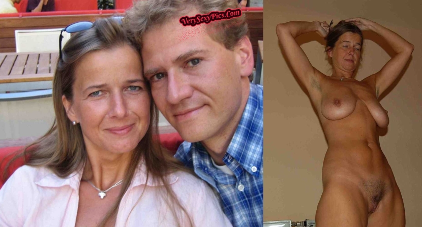 Dressed and undressed mature couple