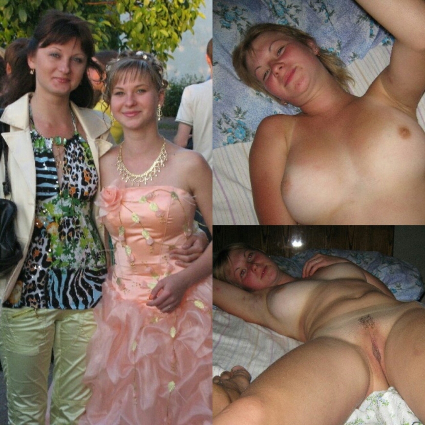 Dressed and striped mother and daughter